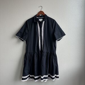 Kate Spade Black and White Mini Dress with Mandarin Collar